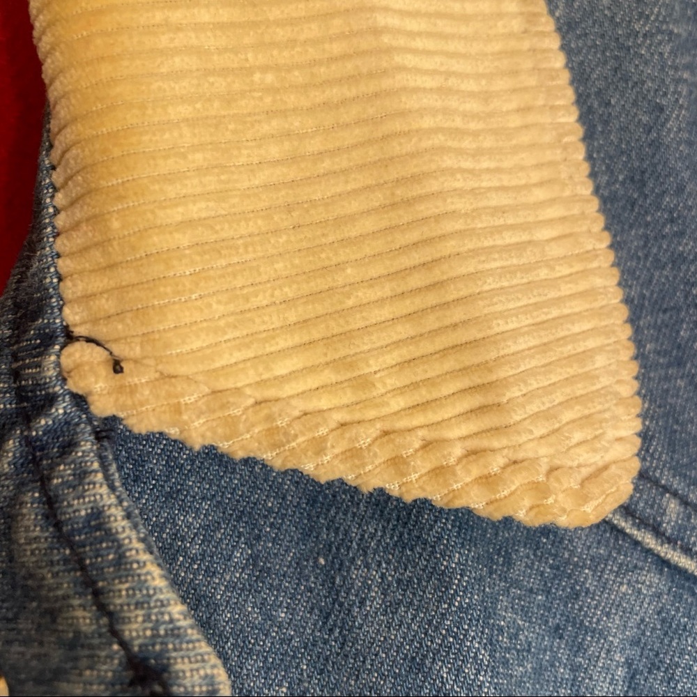 Vintage L.L. Bean Red Wool Blend Lined Corduroy Trim Heavy Denim Barn Coat Sz M - Picture 15 of 16